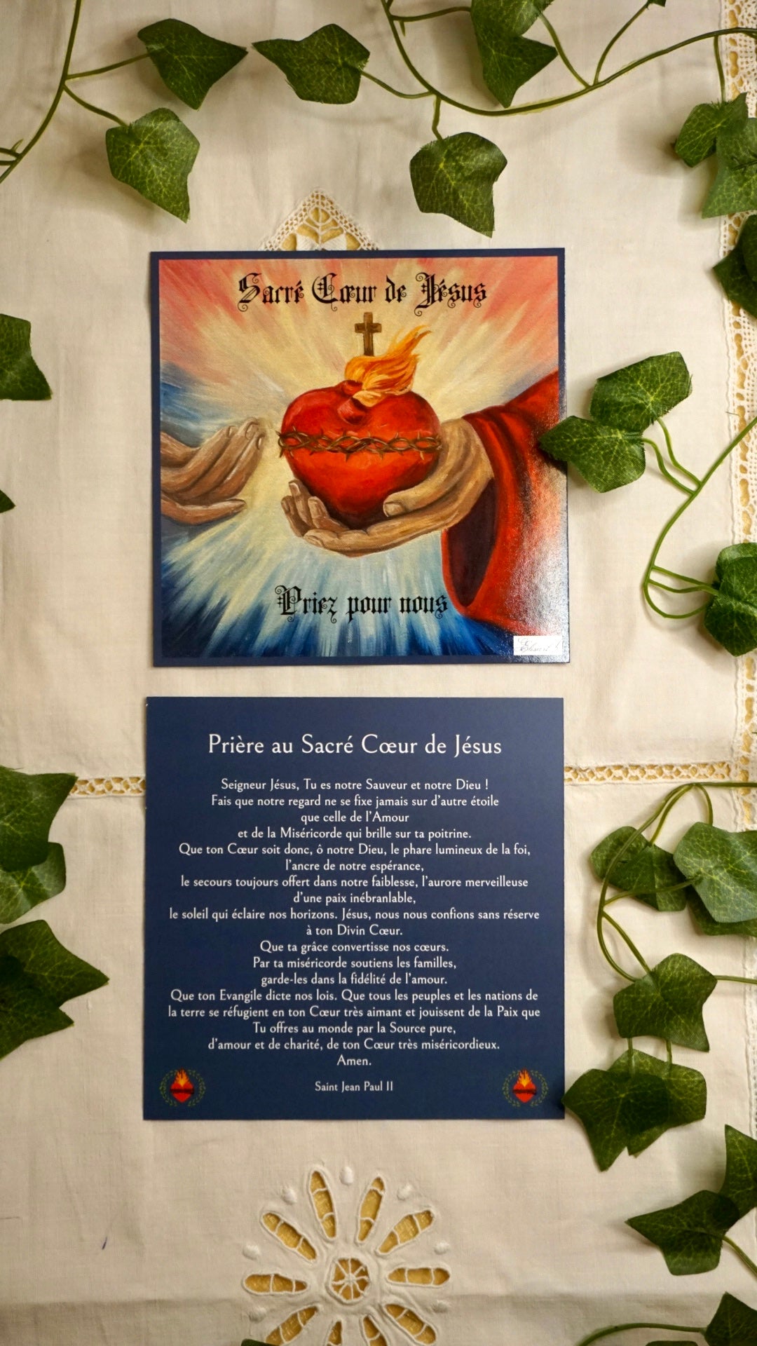 Cartes de prière Sacré Cœur de Jésus