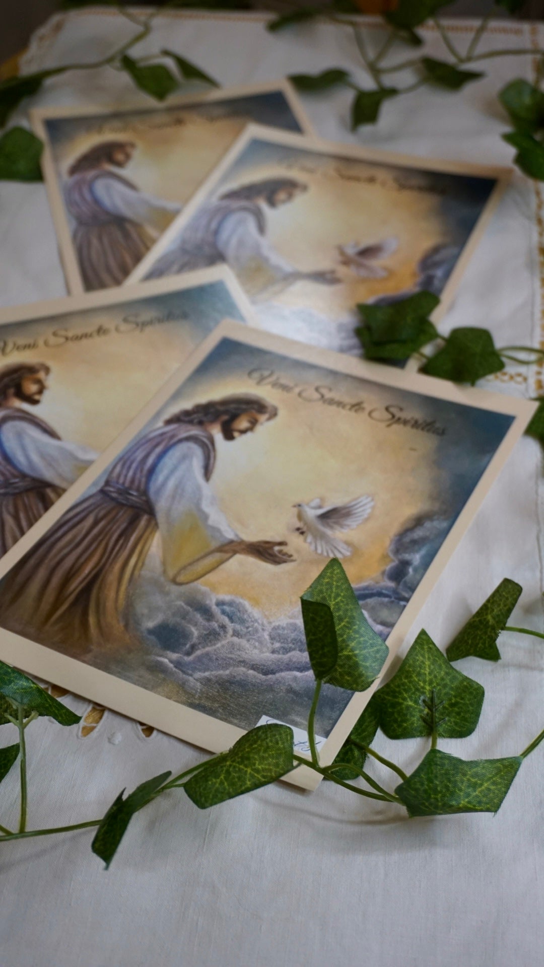 Carte de prière Veni Sancte Spiritus