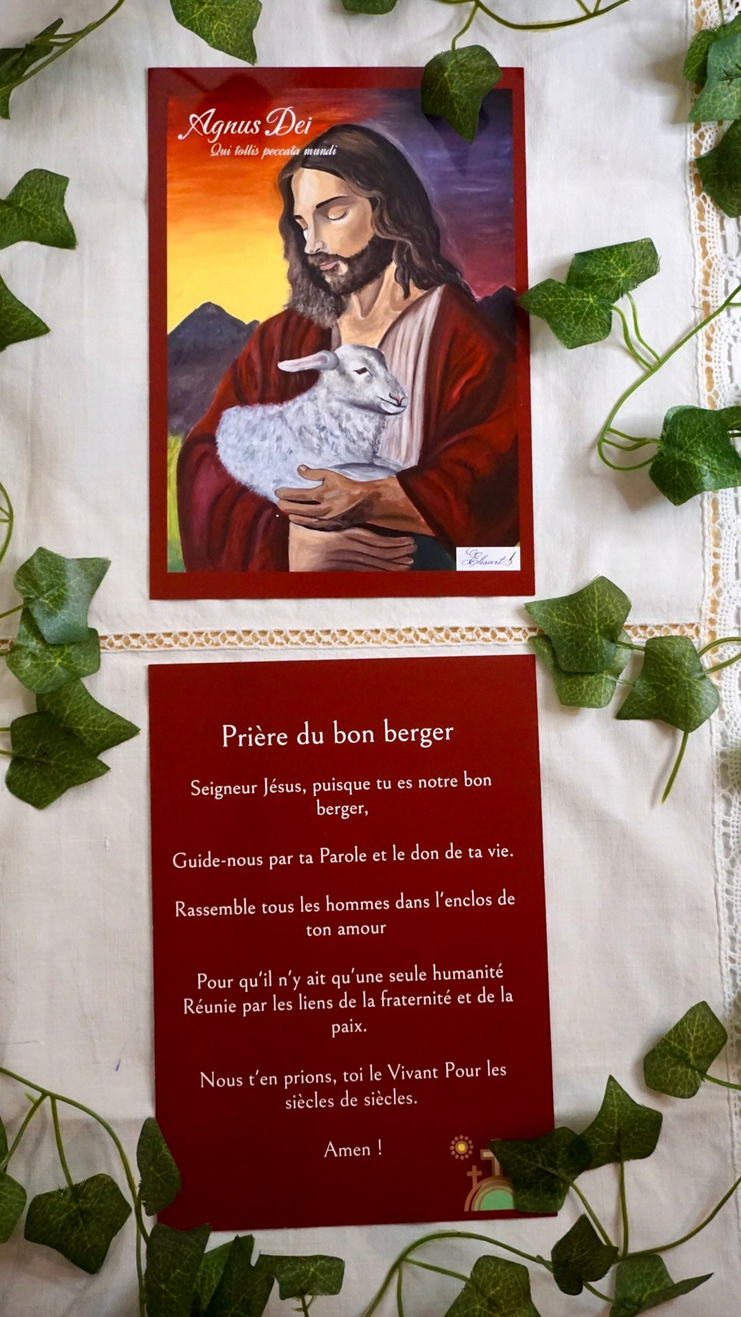 Carte de prière Agnus Dei