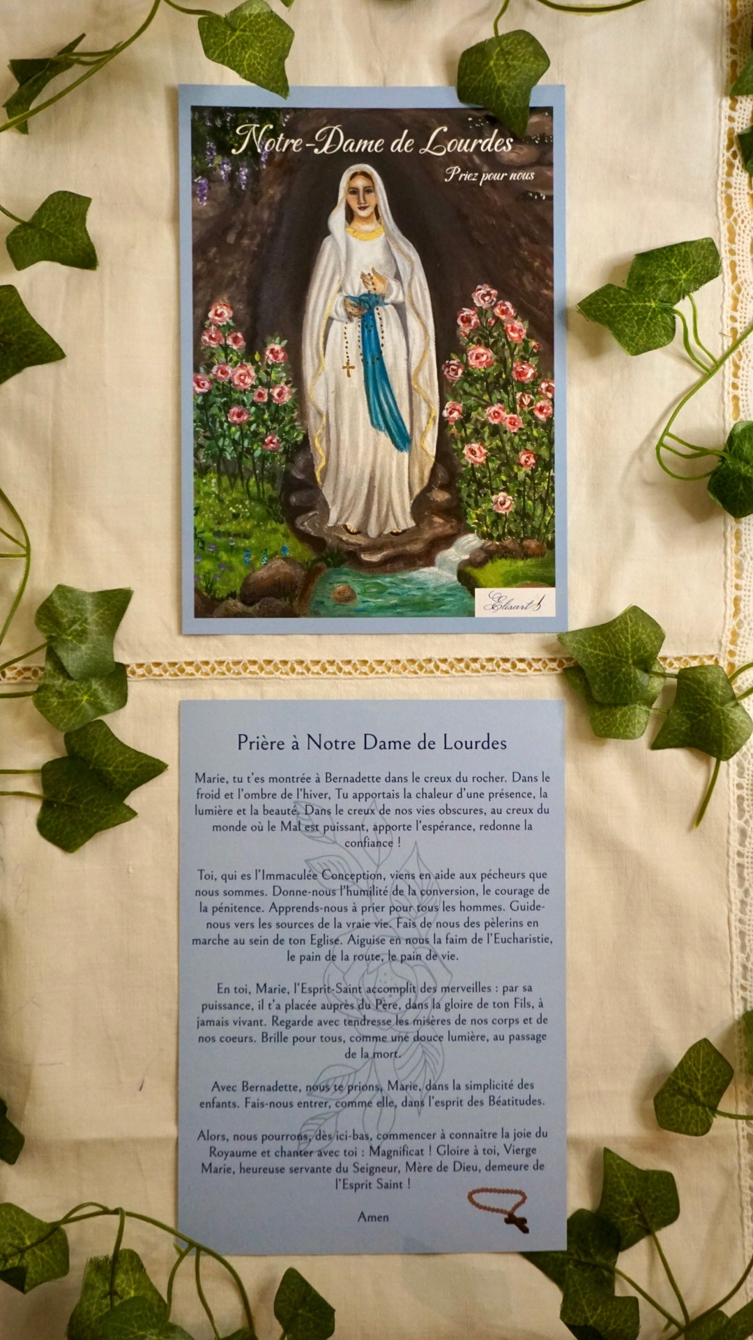 Carte de prière Notre-Dame de Lourdes