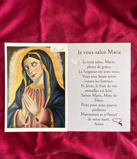Carte de prière je vous salue Marie