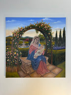 Vierge à l'Enfant au jardin de roses