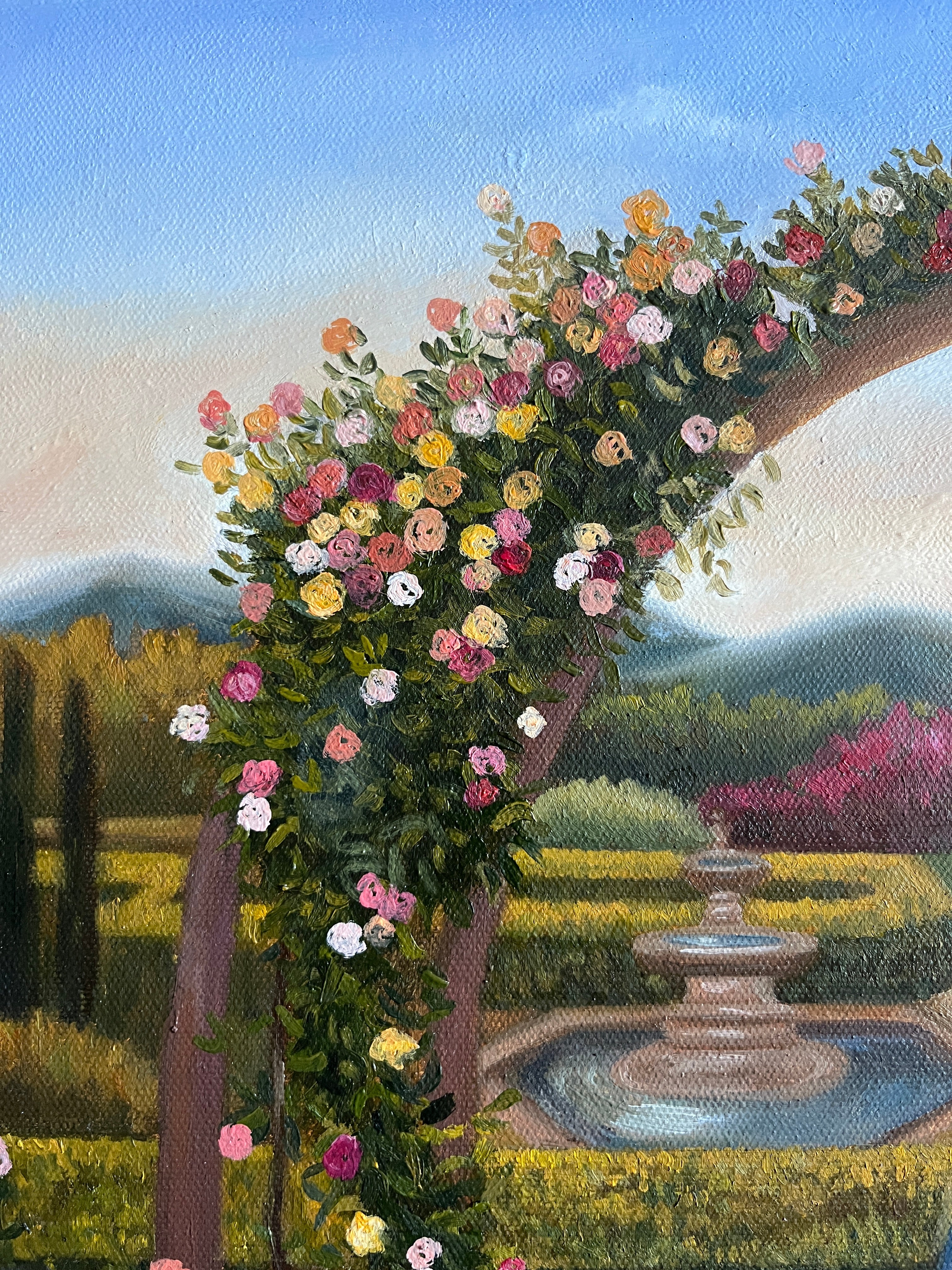 Vierge à l'Enfant au jardin de roses