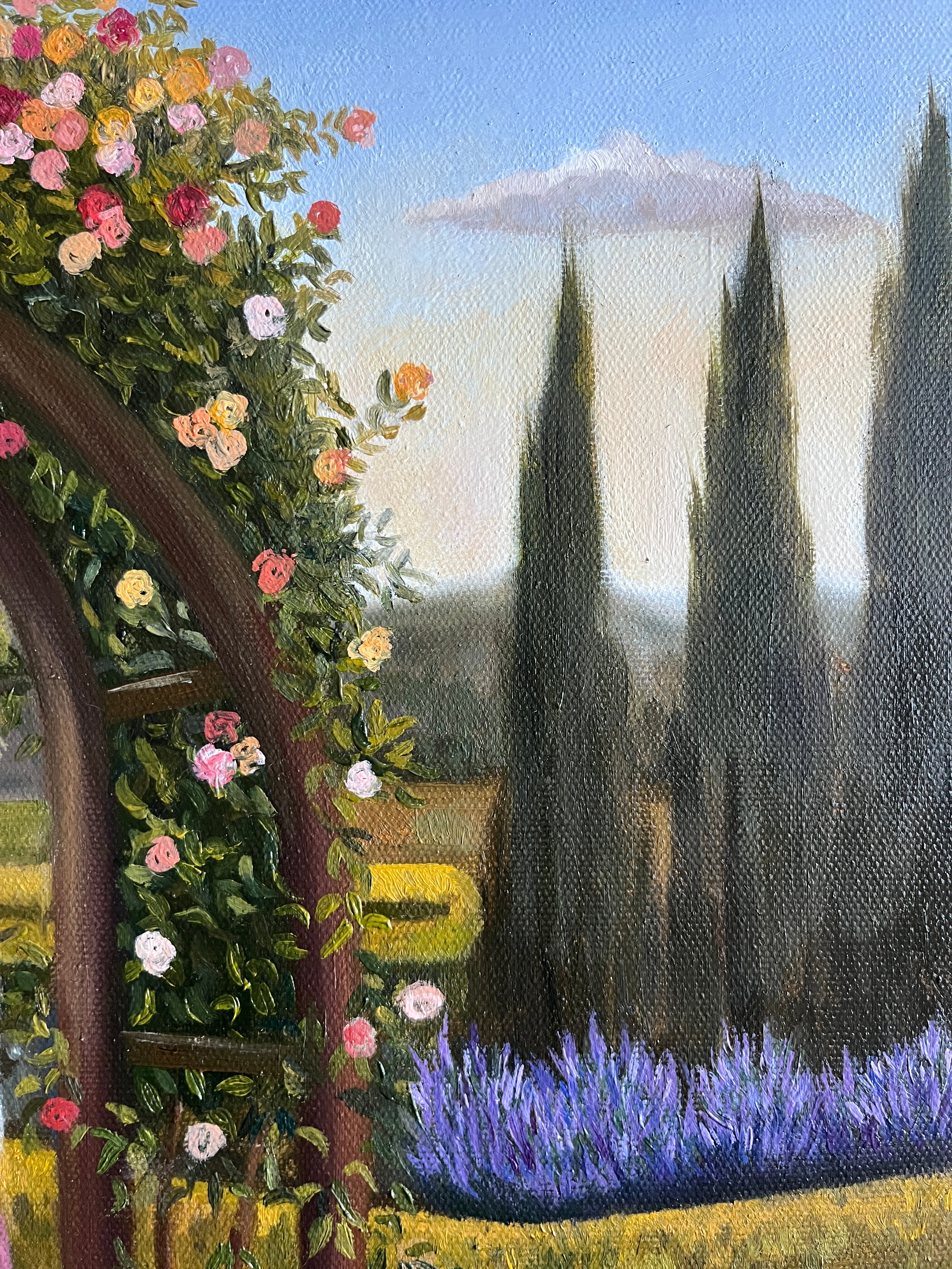 Vierge à l'Enfant au jardin de roses