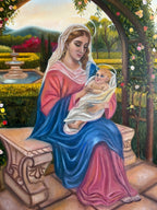 Vierge à l'Enfant au jardin de roses